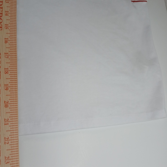 Zara White Tee with Red Striped Sleeves Women's Size L EUC - Picture 7 of 7